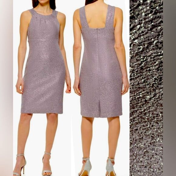 JESSICA HOWARD GREY SHIMMER SLEEVELESS SHEATH DRESS WOMENS 12P~NWT - Picture 1 of 9